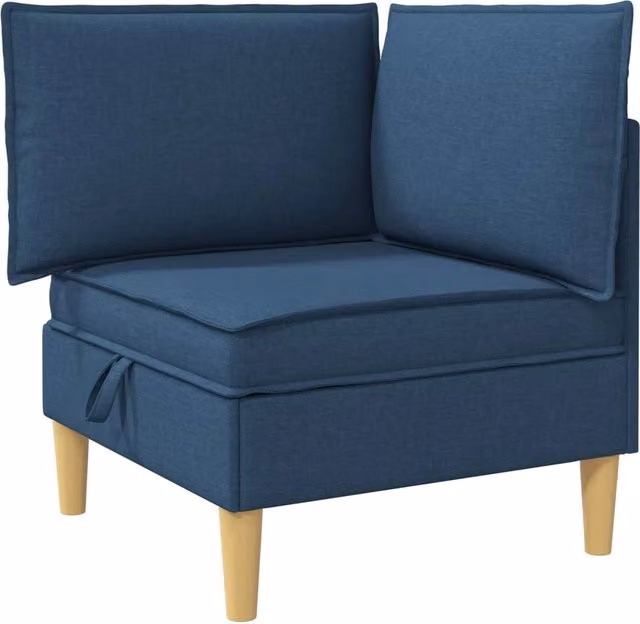 Divano da soggiorno minimalista in tessuto con struttura in legno e contenitore disponibile in marrone o blu – 1