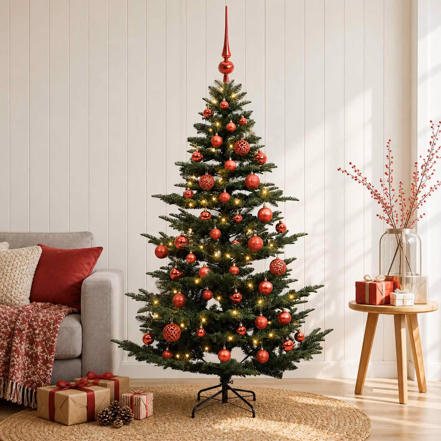 vidaXL Albero di Natale artificiale con palline 150 cm 150 LED