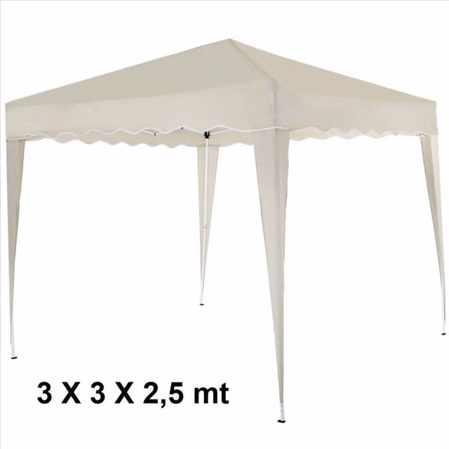 Gazebo Pieghevole Trade Shop TRAESIO Impermeabile e Richiudibile Beige L/P/H: 300 x 300 x 250 cm