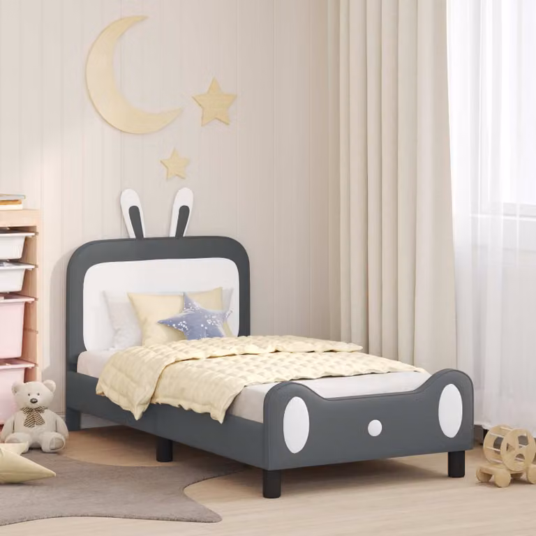 Struttura letto per bambini vidaXL con testata in tessuto Grigio, L 80 x P 160 cm