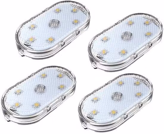Illuminazione interna per auto a LED - Set da 4 pezzi - Luci LED touch - Ricaricabili - Ricaricabili tramite USB - Cambio colore - Per il tetto, il bracciolo e il portabevande