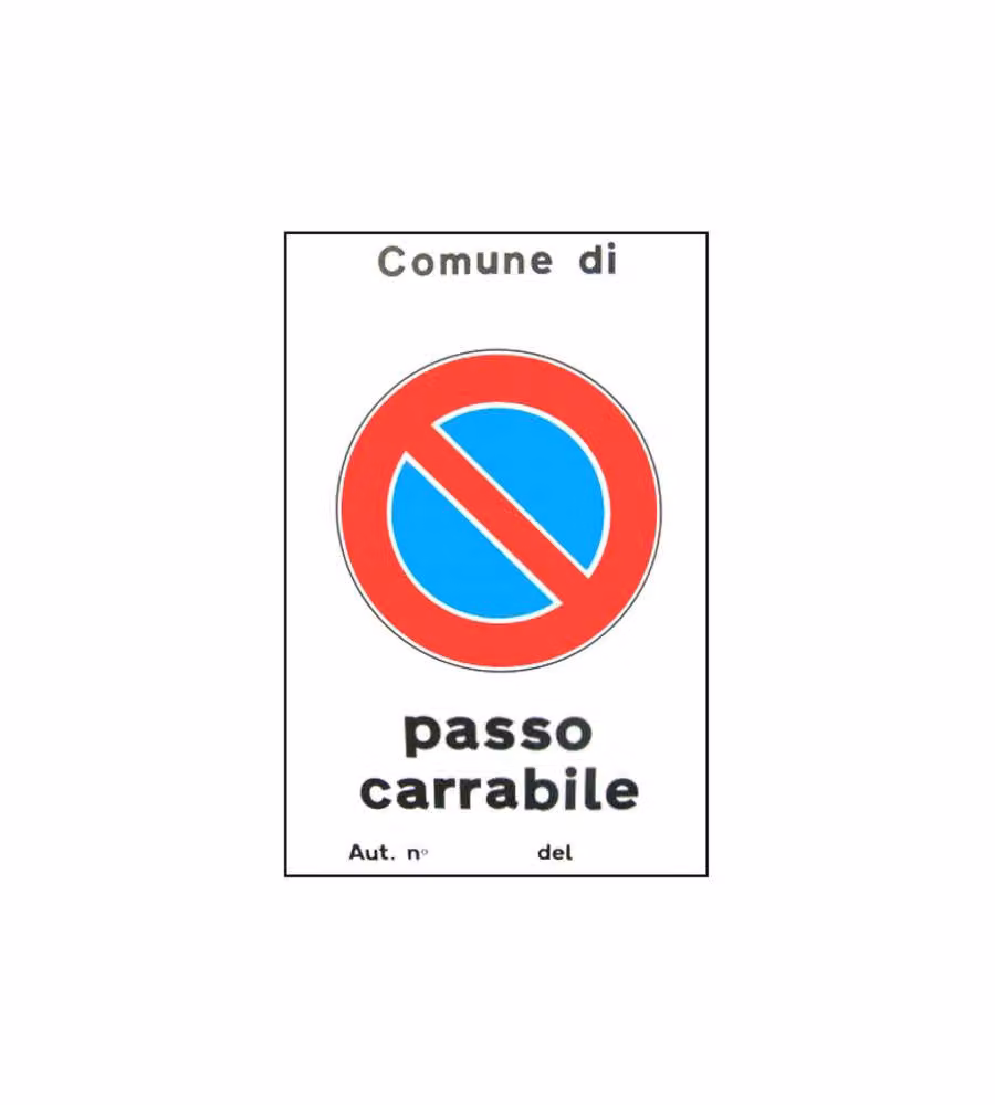 Cartello Passo Carrabile Aut. 40X 60 Alluminio