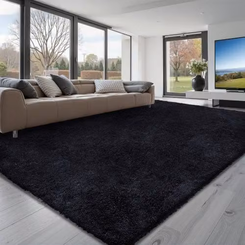 Tappeto in peluche morbido VEVOR nero per soggiorno e camera da letto, antiscivolo, L: 244 cm x P: 305 cm