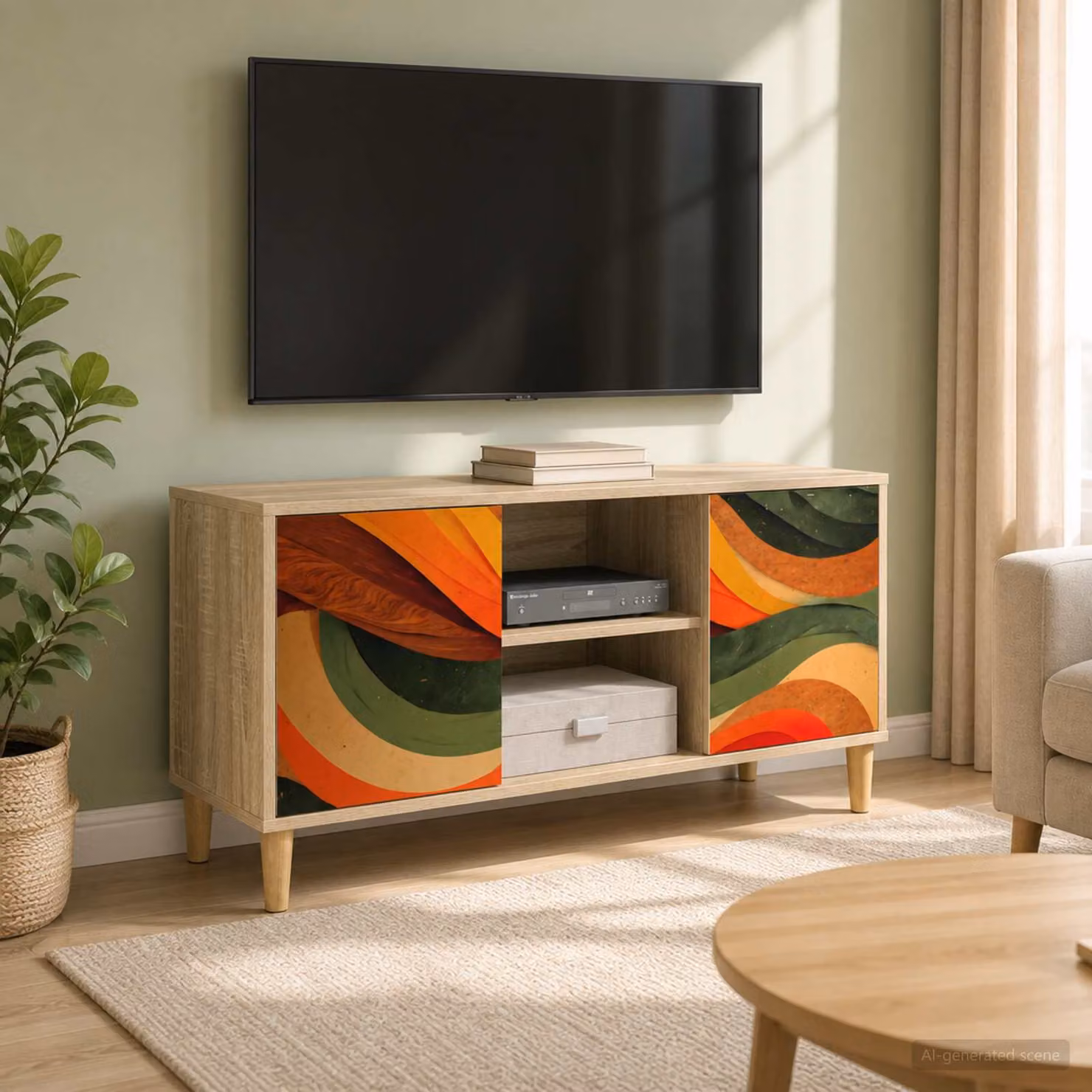 Mobile TV vidaXL BONN in legno ingegnerizzato color Sonoma, L 102 x P 33 x H 50 cm