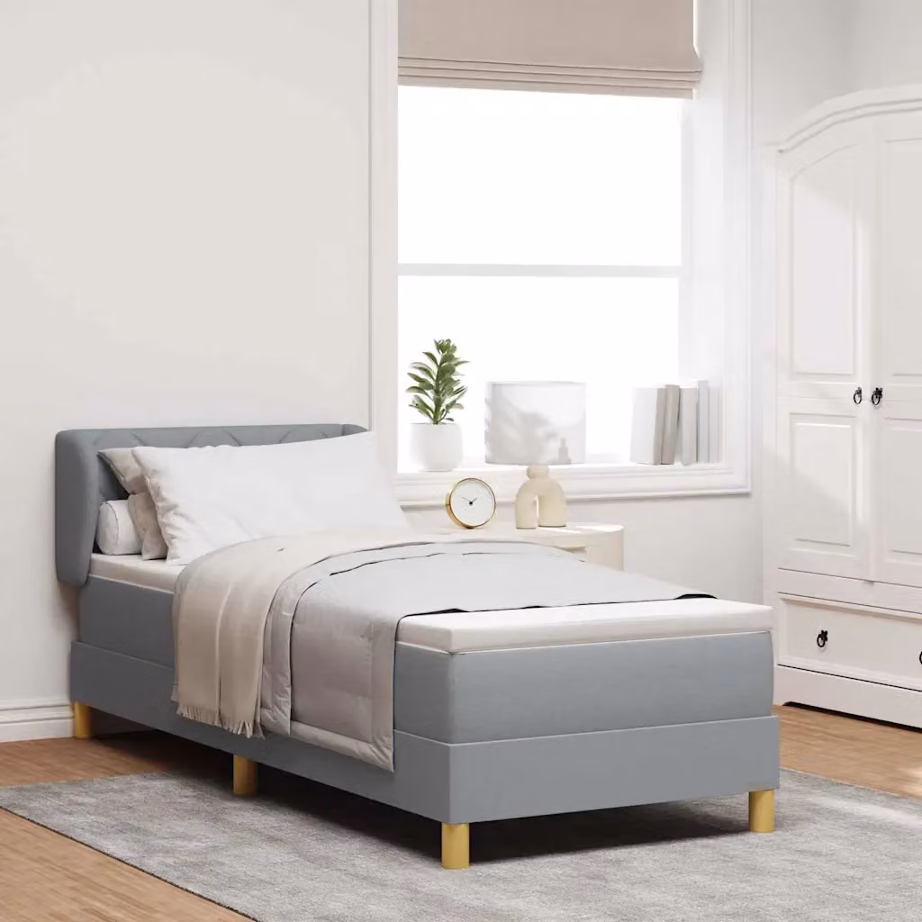 Letto a molle con testiera vidaXL in tessuto Grigio chiaro L 80 x P 200 cm