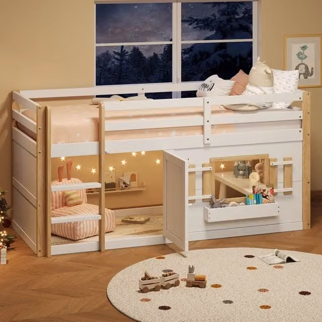 letto a castello legno bianco 95 x 205 cm