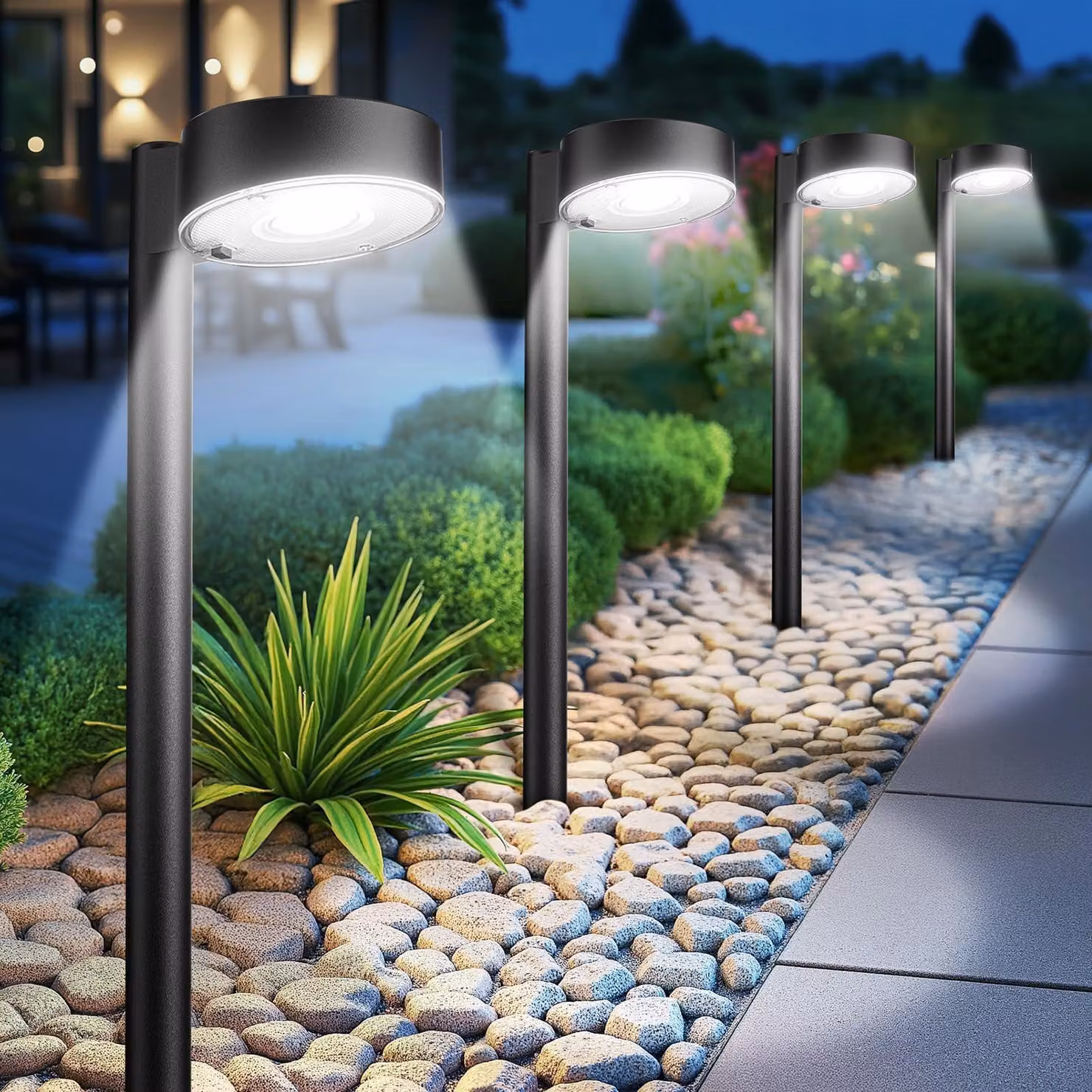 Set di 8 luci solari, con 8 x 12 LED, luce bianca fredda, grado di protezione IP65, ideali per giardino e terrazza