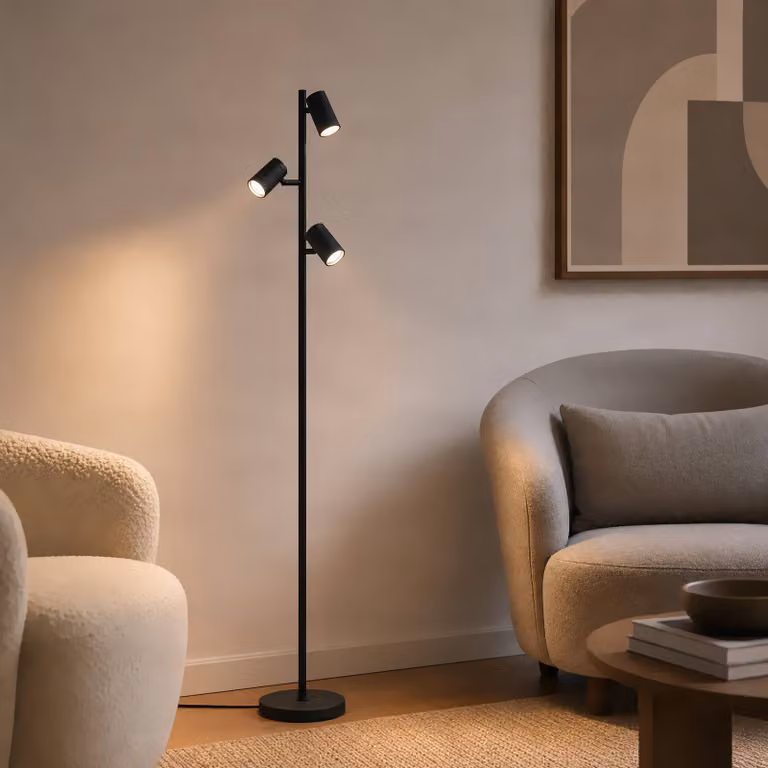 Lampada da terra Kardis Lindby, Nero, Soggiorno / Sala da pranzo, Metallo, Moderno, Lampada da terra