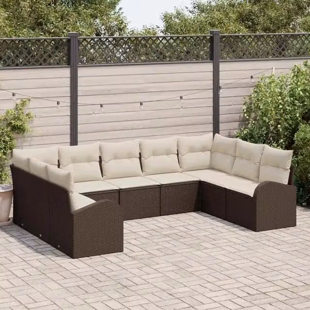 Set di divani 9 pz 9-Posti Marrone polyrattan 3346198