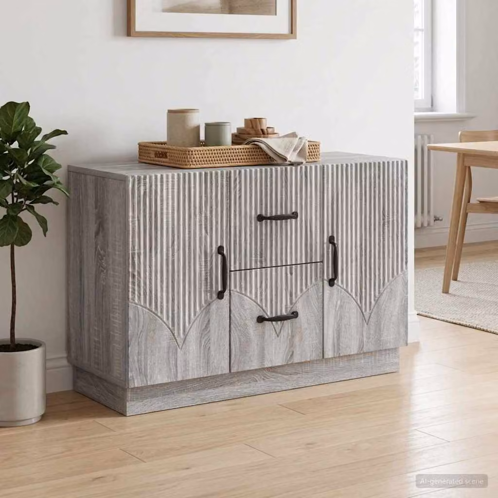 Credenza vidaXL in legno ingegnerizzato Grigio Sonoma, design minimalista per soggiorno, L 89 x P 34,5 x H 57 cm