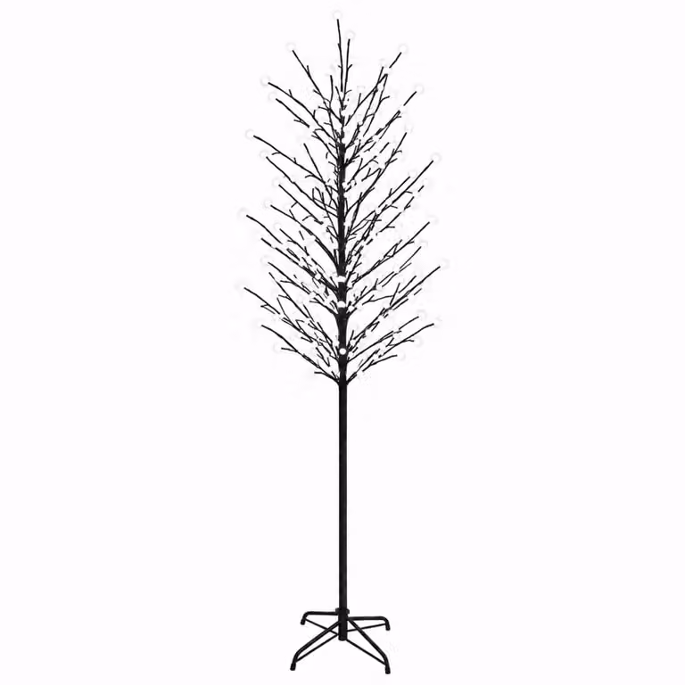vidaXL Albero di Natale con palline LED Nero 240 cm Acciaio 280 LED