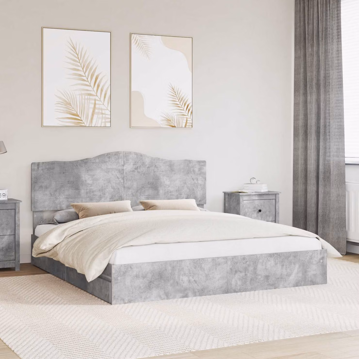 Letto con contenitore e cassetto vidaXL in tessuto Grigio, L/P/H: 200 x 200 x 206 cm
