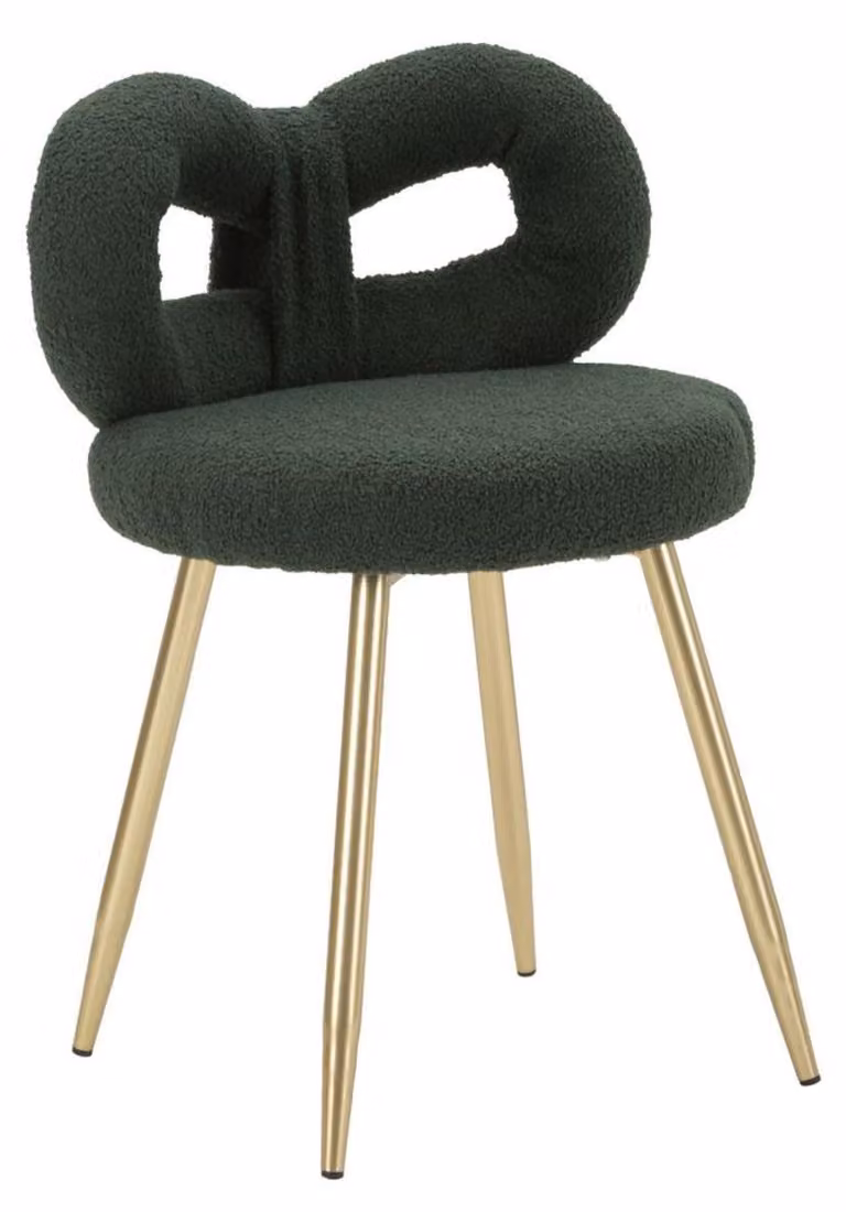 Sedia Mini Ilary imbottita verde e oro Ø40x67 cm, seduta h 46 cm