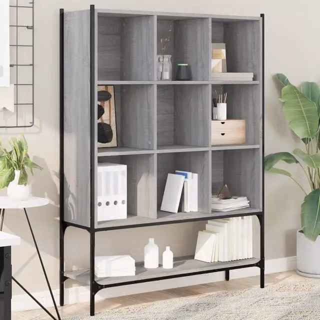 Libreria-Scaffale per Libri-Mobile di Stoccaggio Grigio Sonoma 102x30x141,5 cm in Legno Multistrato