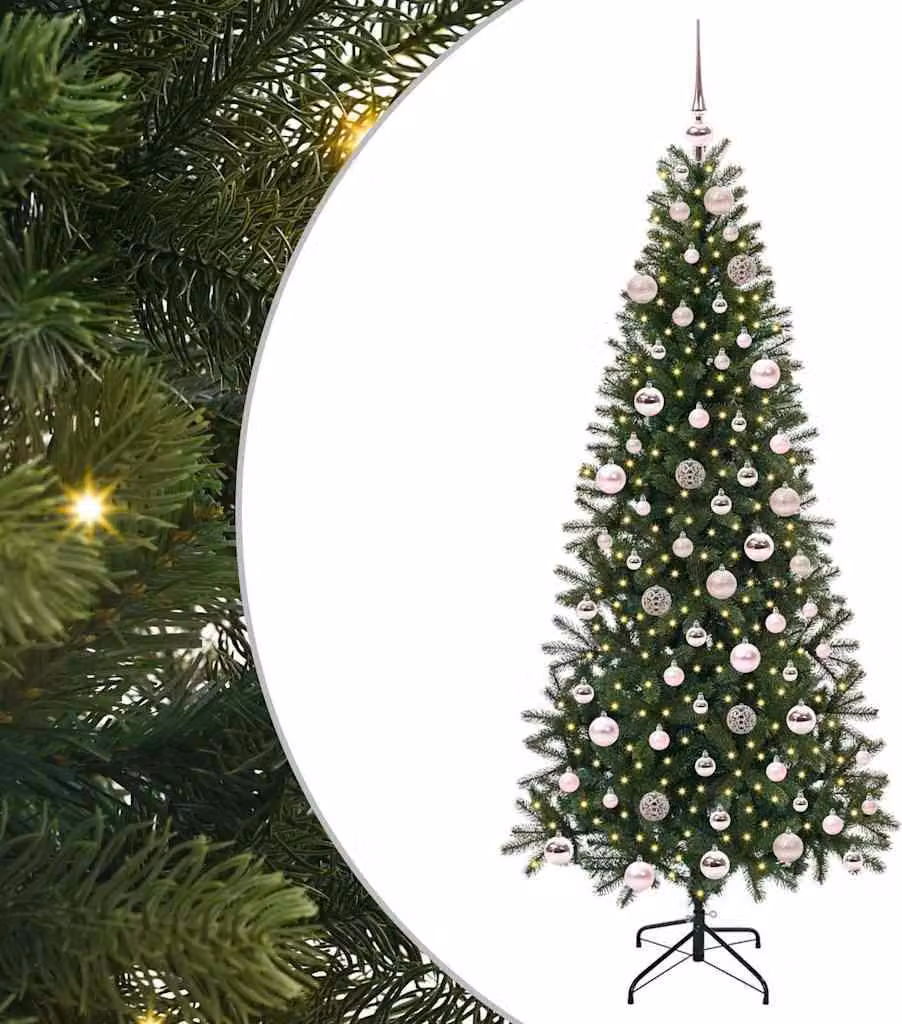 Albero di Natale artificiale con 300 LED Verde 180 cm PE e PVC