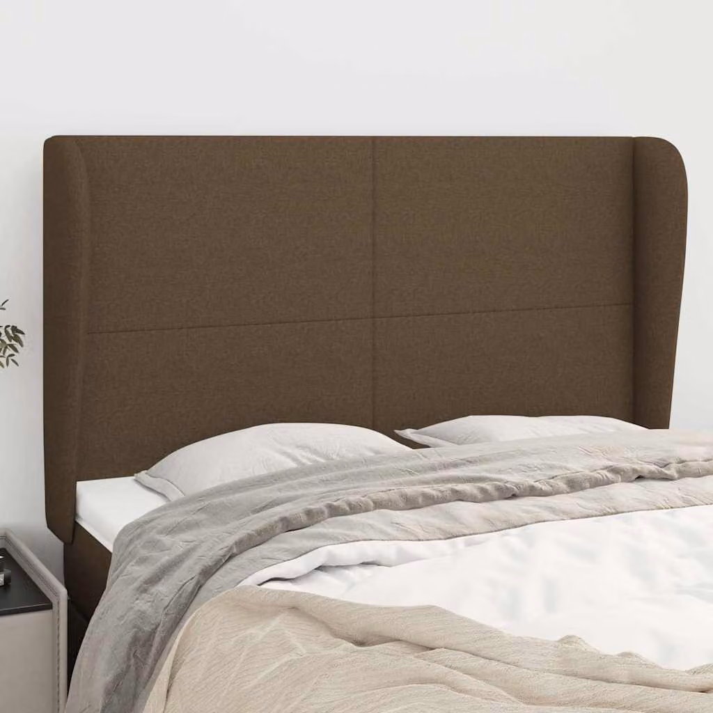 Testiera ad orecchio vidaXL in tessuto marrone scuro L: 147 cm, P: 23 cm, H: 118/128 cm