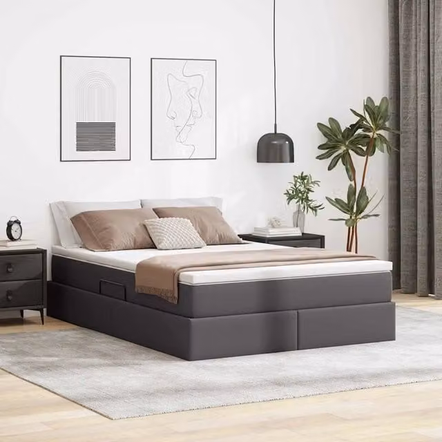 Letto con contenitore e materasso Grigio 140 x 190 cm 3370164
