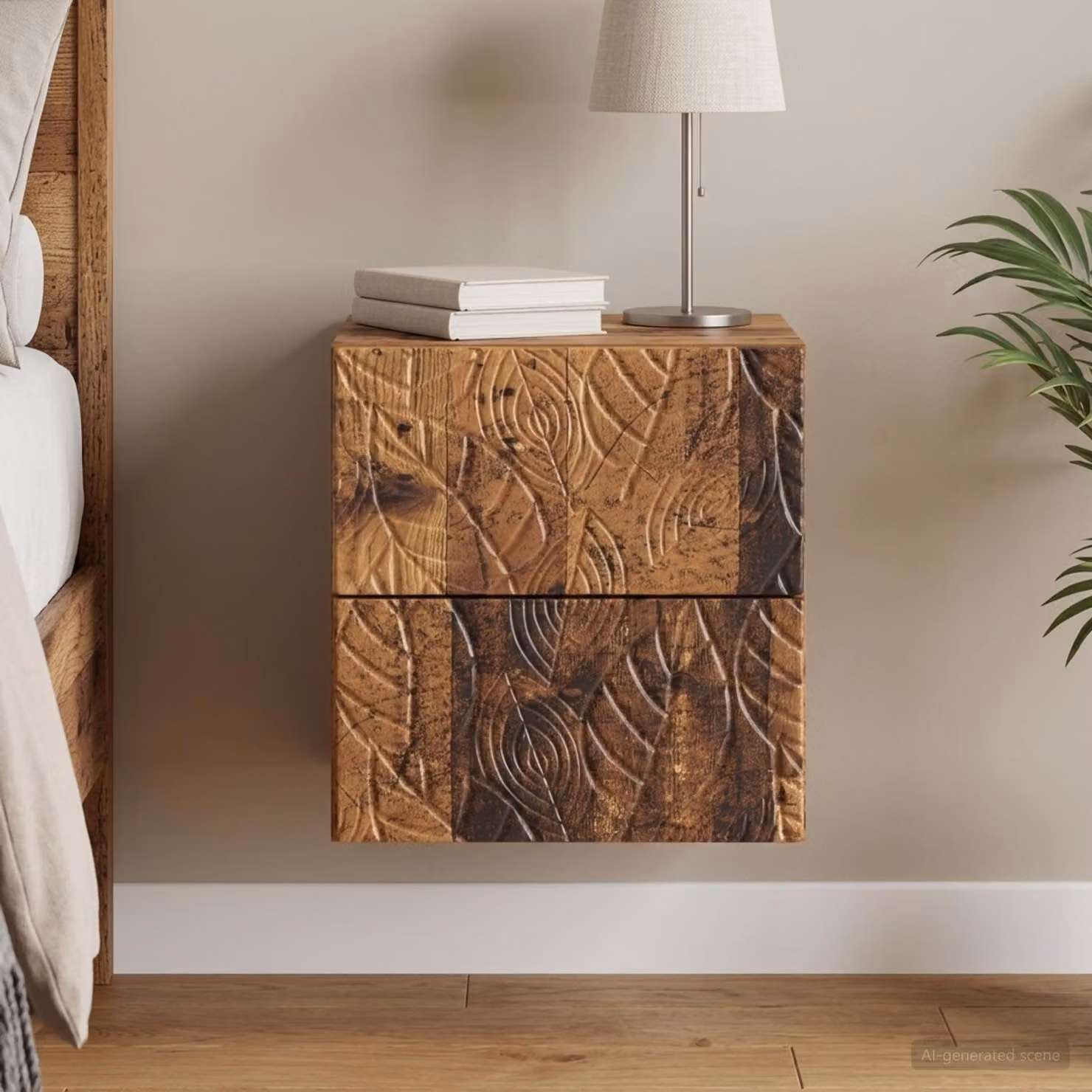 vidaXL Mobiletto da notte a muro in legno moderno colore marrone L: 34,5 cm, P: 33 cm, H: 40 cm