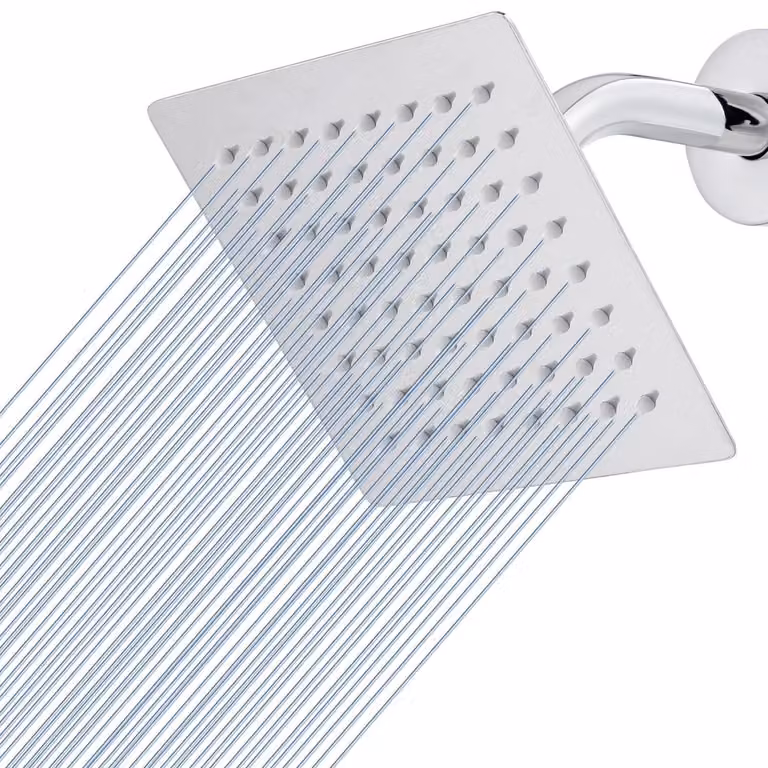 Doccia a pioggia in acciaio inossidabile 304, quadrata, 15 cm, soffione per doccia cromato ad alta pressione