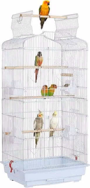 Vogel Voliera Nera per Canarini, Pappagalli e Piccioni con Supporti, H 92 x L 46 x P 36 cm