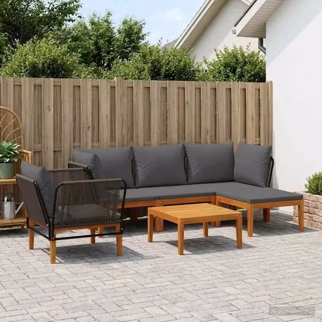 Set di 6 sedie da giardino vidaXL in legno di acacia e corda naturale – 1