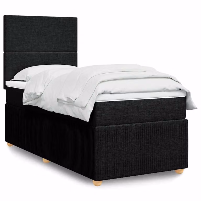 vidaXL Giroletto a Molle con Materasso Ibrido in Tessuto Nero 90x190 cm