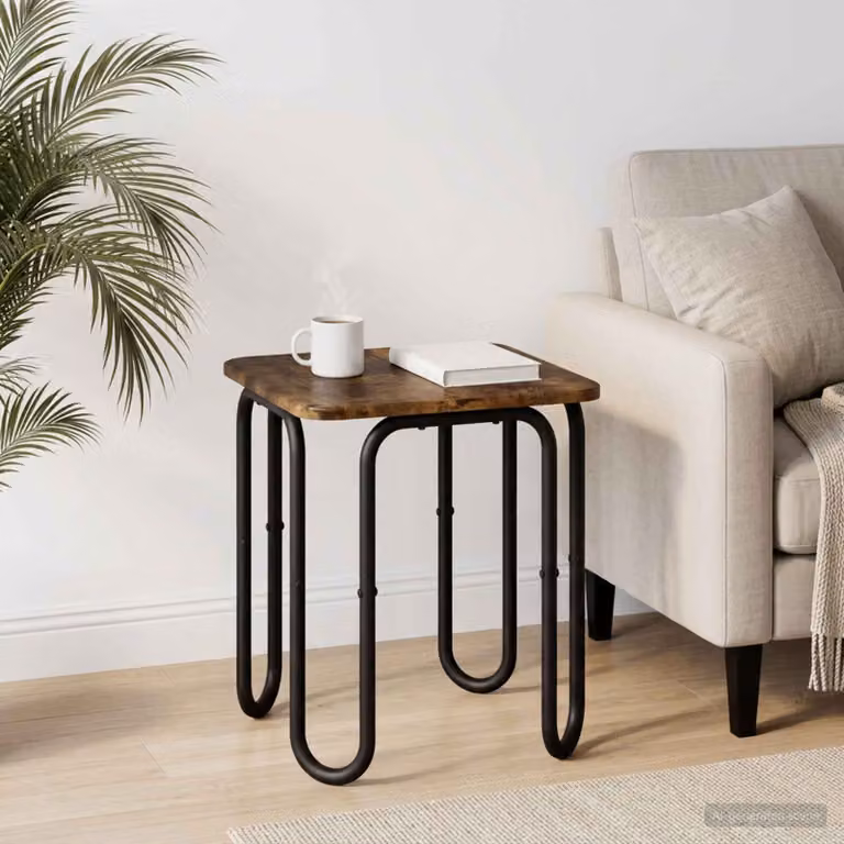 vidaXL Tavolino da salotto moderno in legno e metallo marrone, L/P/H: 40 x 40 x 45 cm