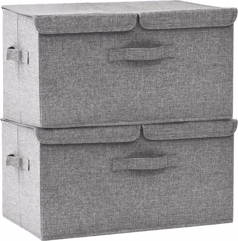 Scatole Portaoggetti 2pz in Tessuto 50x30x25 cm Grigio