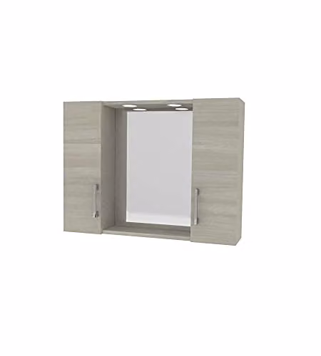Savinidue Specchiera da Bagno con LED - Rovere Grigio - 77x57 cm