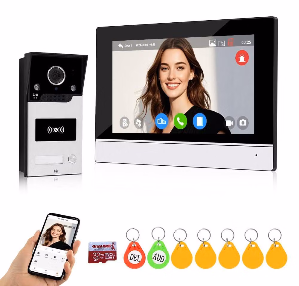 Set di videocitofono Wi-Fi con campanello - Schermo da 7 pollici - Telecamera HD 1080p