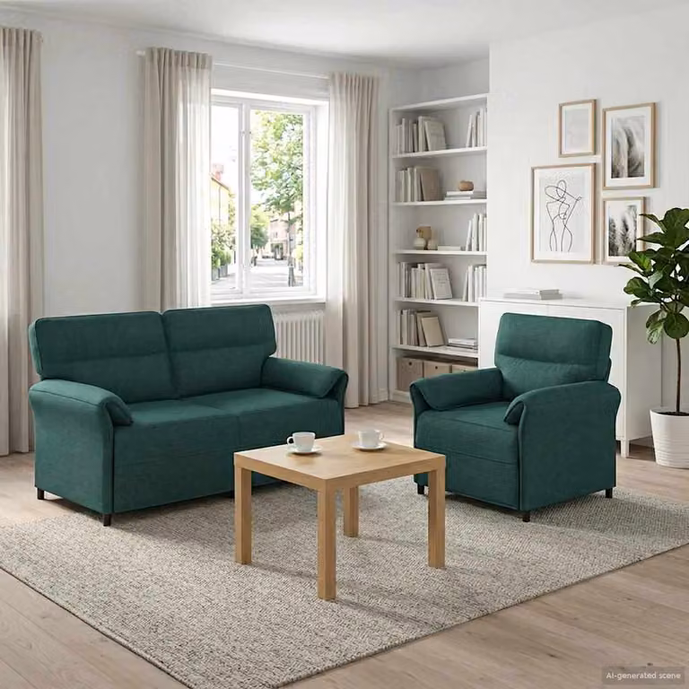 Set di 2 divani moderni vidaXL in tessuto verde scuro con struttura in metallo e cuscini inclusi per il tuo soggiorno
