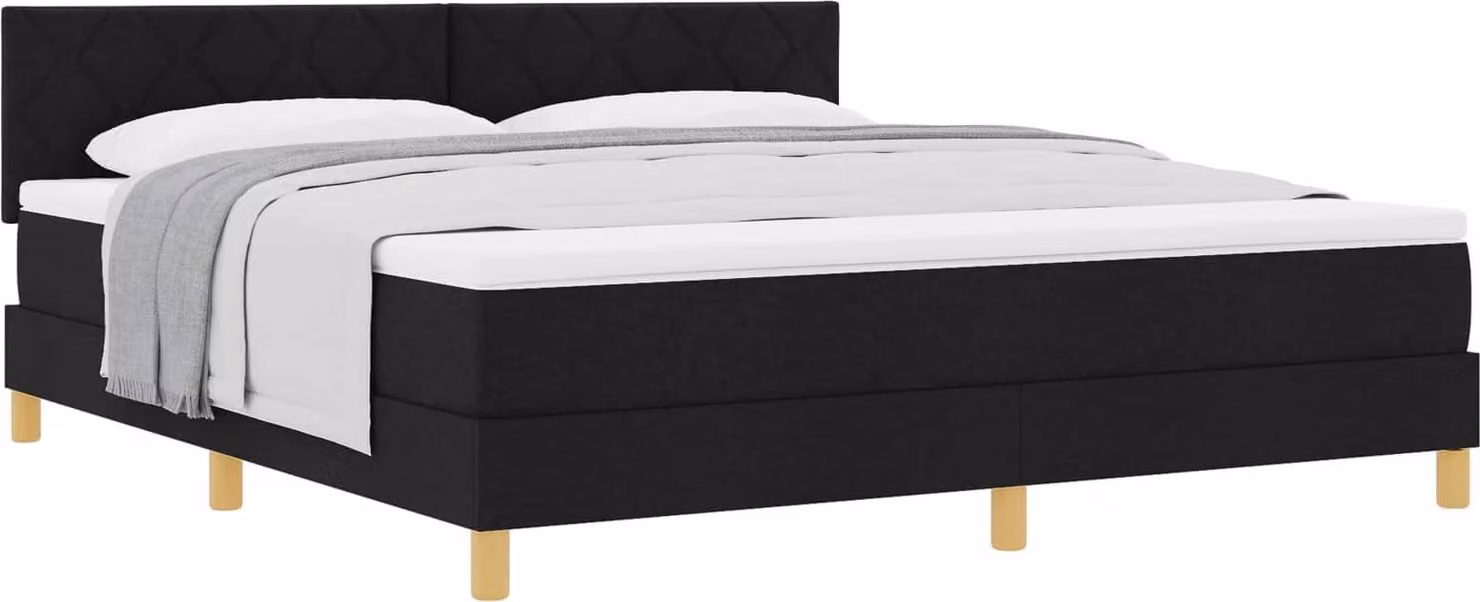 vidaXL Letto a molle con materasso nero 180 x 200 cm in tessuto