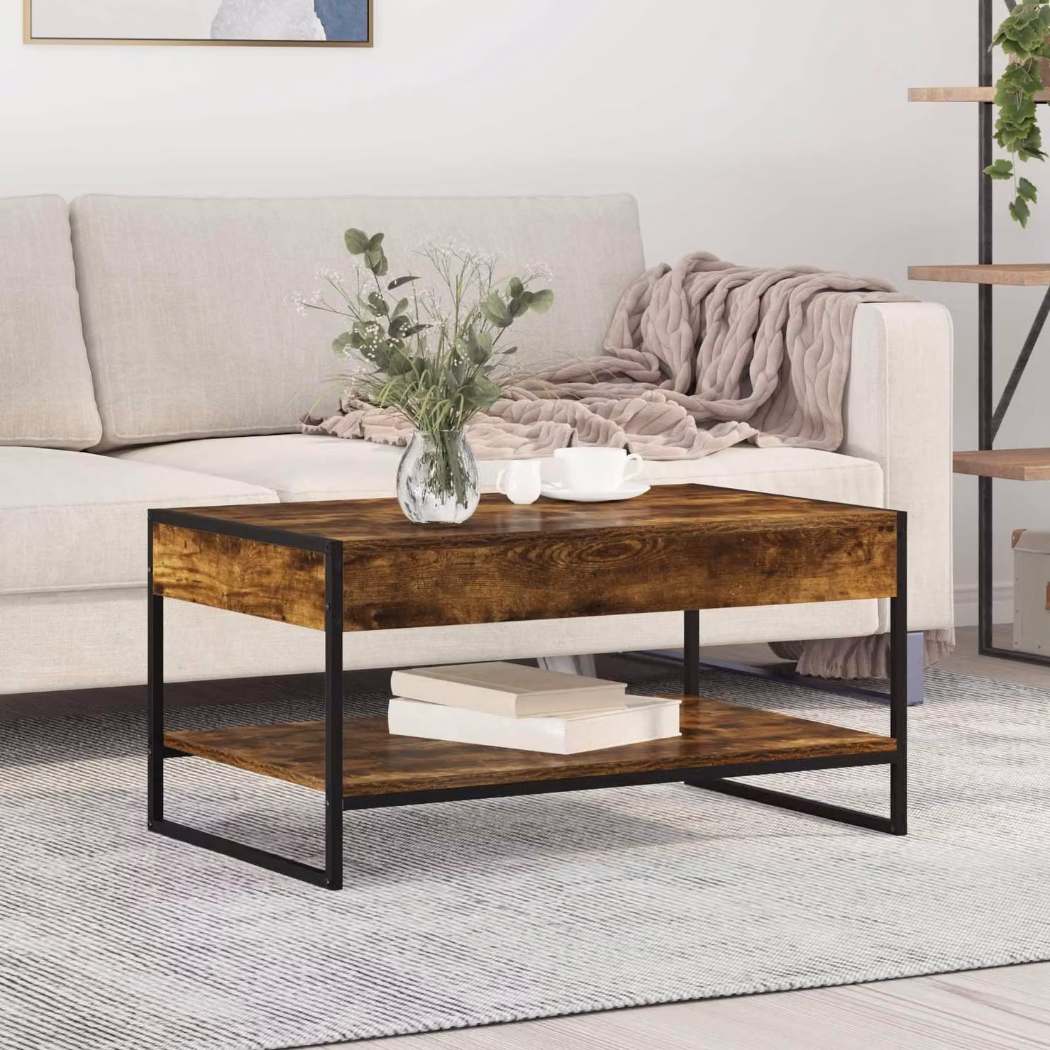 Maison Exclusive - Tavolino in legno affumicato 80 x 50 x 40 cm Materiale ligneo
