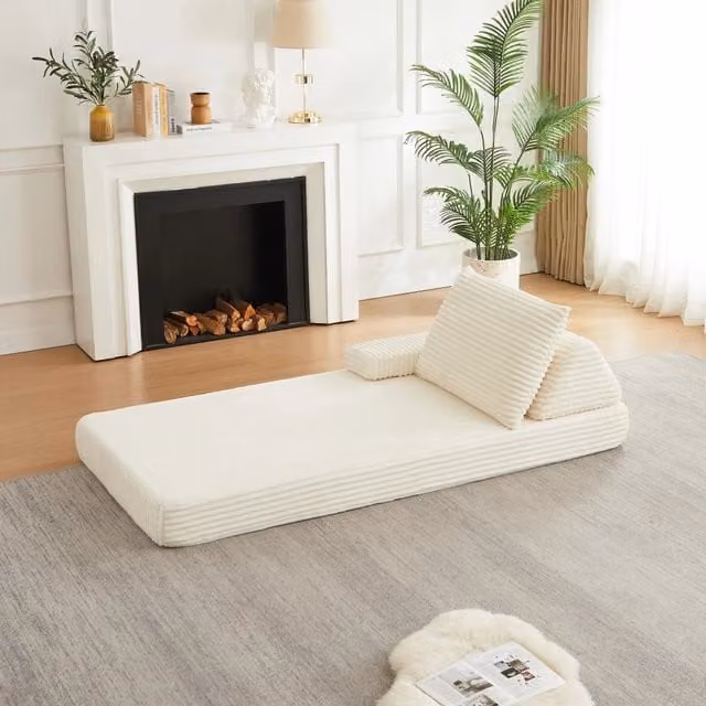 Divano modulare REDOM in velluto a coste beige L/P/H: 211 cm