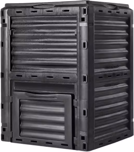 Compostatore per giardino con coperchio - Grande capacità - 300 L - Nera - 60x60.5x82.5 cm