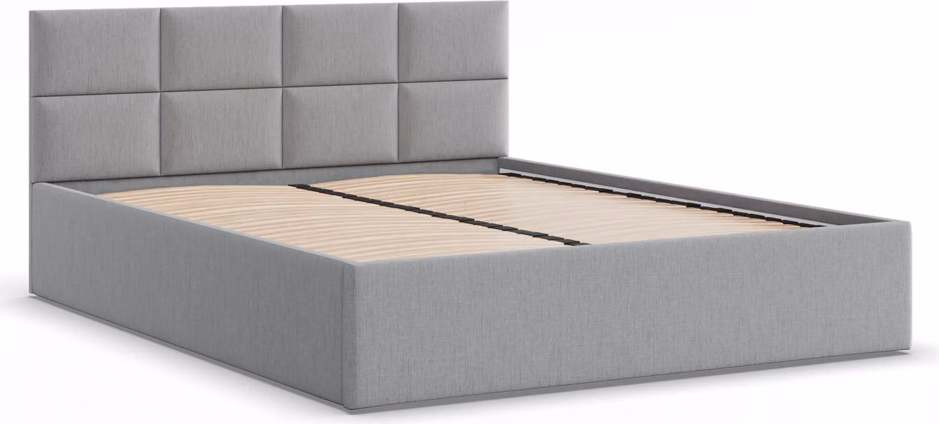 Letto imbottito con testiera 140x200 cm, grigio