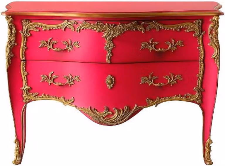 Casa Padrino Cassettiera barocca a 2 cassetti rosa antico/oro - Cassettiera artigianale in legno massiccio in stile barocco - Mobili barocchi artigianali - Nobile & Magnifico