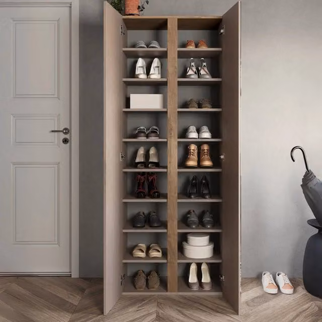 Armadio Multiuso Salcito DMORA con 2 Ante e 8 Ripiani, Marrone Bronzo, L: 70 cm, H: 185 cm