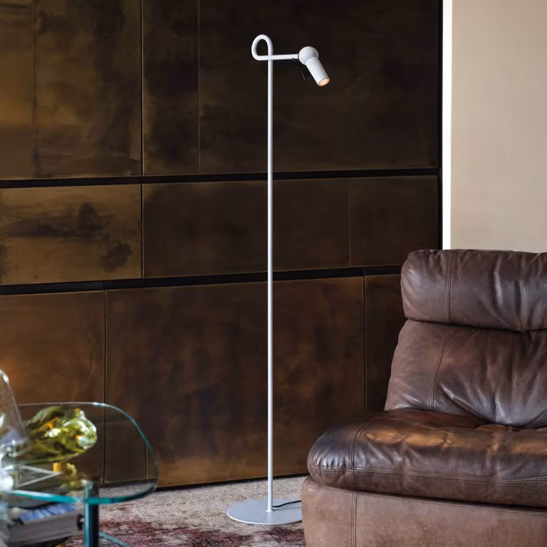 kdln Lampada da terra a LED Bird, dimmerabile, Bianco / Opale, Soggiorno / Sala da pranzo, Metallo, Lampada LED da terra