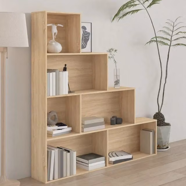 Libreria divisorio Design Mania in legno multistrato color rovere sonoma, L 155 cm x P 24 cm x H 160 cm – 1