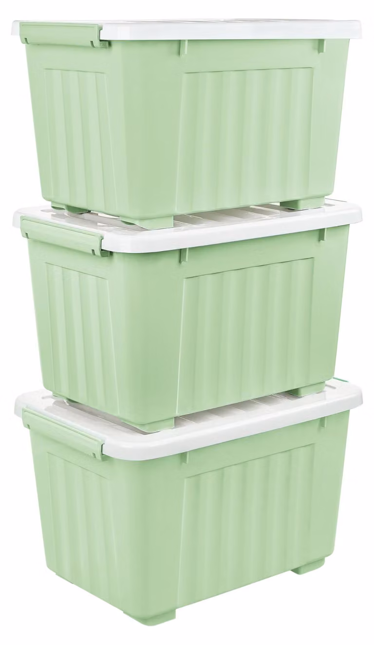 Set di 3 contenitori portaoggetti con ruote, capacità 35 litri