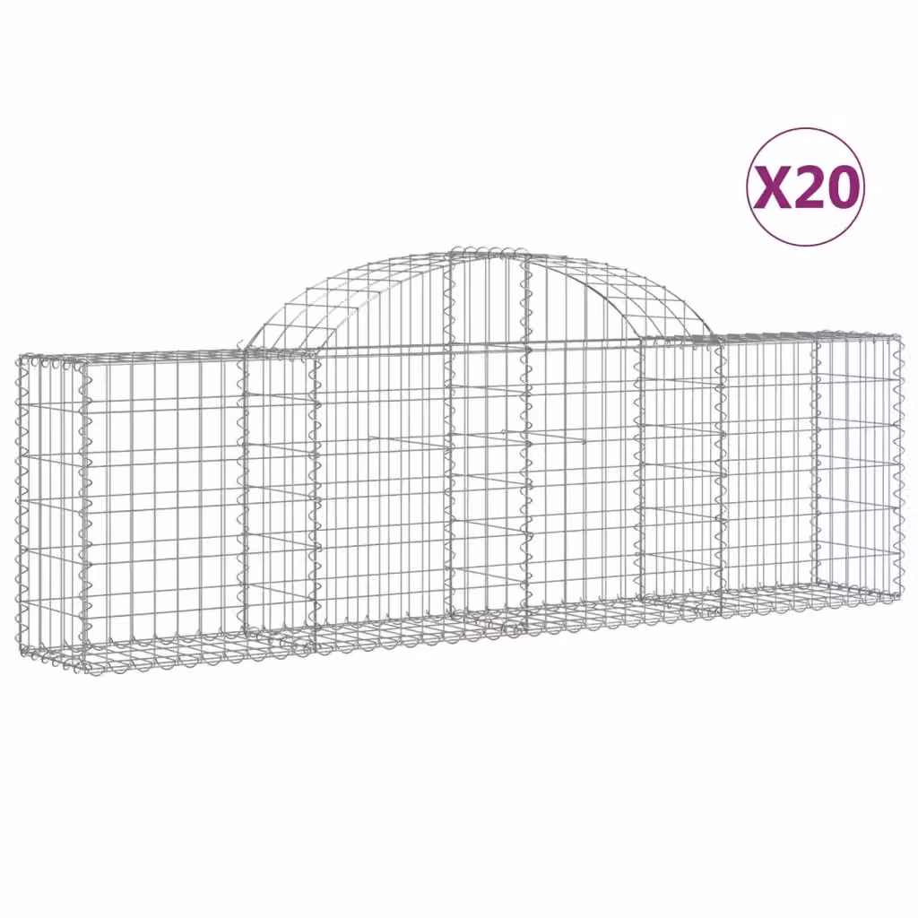 Set di 20 Cesti Gabbioni ad Arco Videx in Acciaio Zincato Argento L: 200 cm, P: 30 cm, H: 60/80 cm – 2