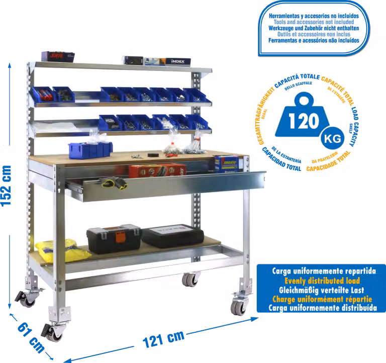 SIMONWORK MOBILE BT1 BOX 1200 GALVA/LEGNO banco da lavoro in metallo
