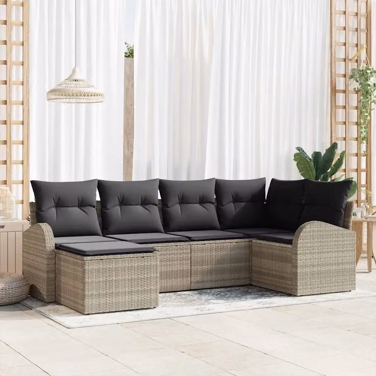 Set Divano da Giardino vidaXL 6 pz a Forma a L con Cuscini Grigio