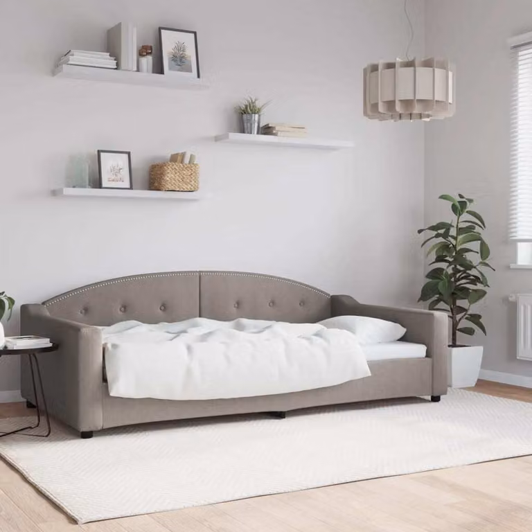 Maison Exclusive - Letto a giorno color taupe, 100x200 cm, rivestito in tessuto