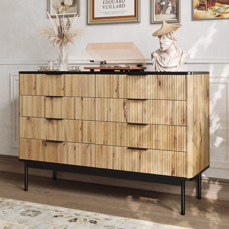 Mobile contenitore con 8 ante, dimensioni 120x39,5x80 cm, finitura effetto legno nero