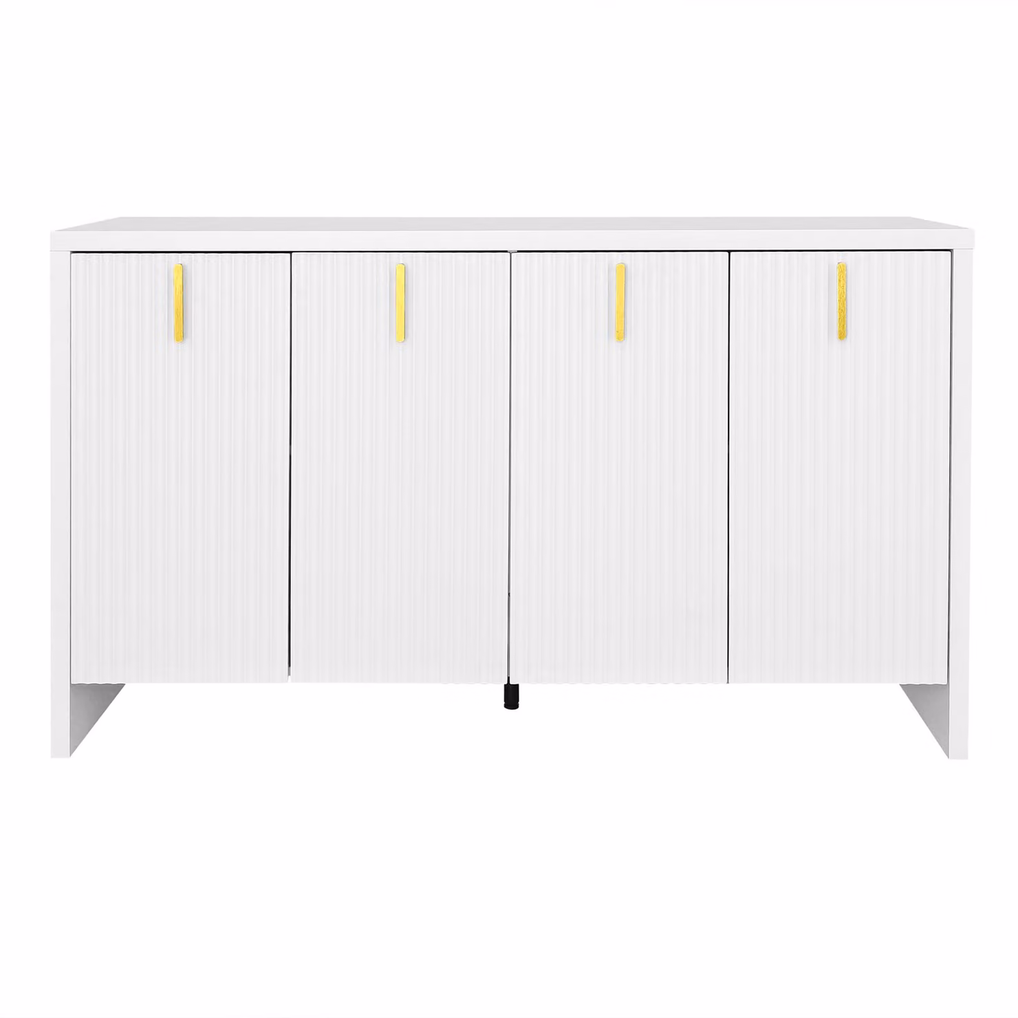 Credenza Moderna Aosom per Soggiorno e Cucina con 4 Ante, Ripiani Regolabili e Maniglie Dorate, Bianco, L 140 x P 38 x H 80 cm – 2