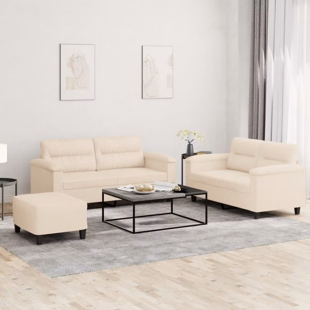 Maison Exclusive - Set divano 3 pezzi con cuscini in microfibra beige