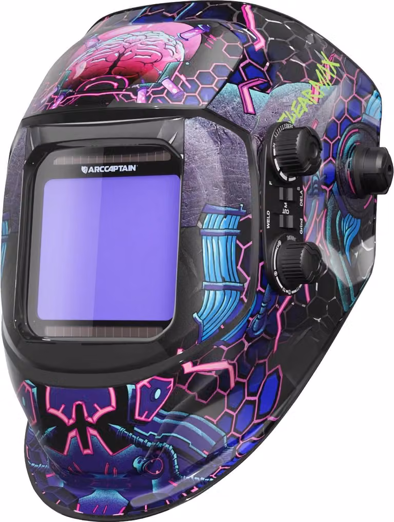 Casco da saldatura con oscuramento automatico True Color - Modello AR-WC026 - Ampio campo visivo 10×9,3 cm - Cella solare + batteria al litio - Per MIG, TIG e MMA