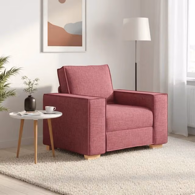 Poltrona Lounge moderna vidaXL in tessuto rosso con braccioli L: 100 cm, P: 78 cm, H: 84 cm